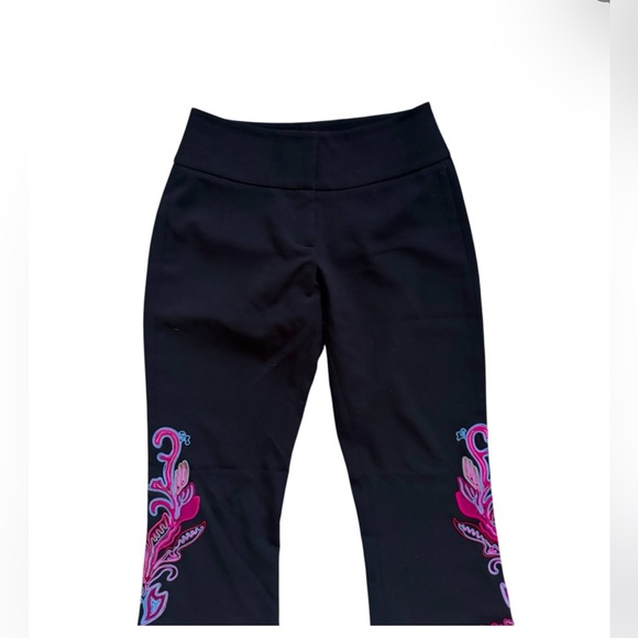 Cache Vintage Y2K Black Embroidered Boho Flared Leg Pants. Festival, retro. 6 - Picture 3 of 16